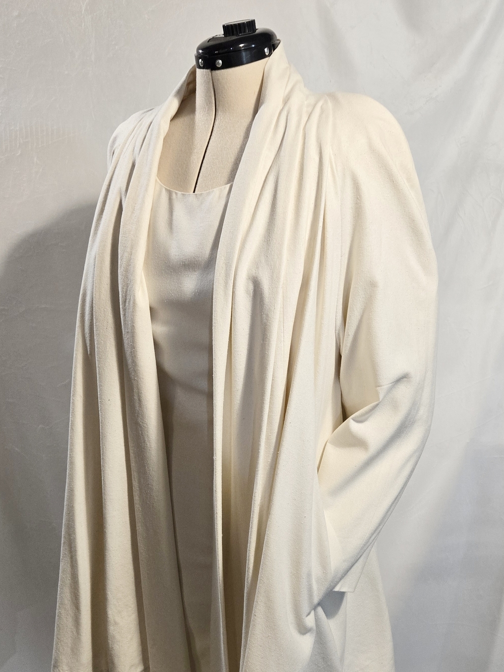 80s Vintage 100% Silk Noil 2 Piece Set - Swing Coat With Sheath Dress